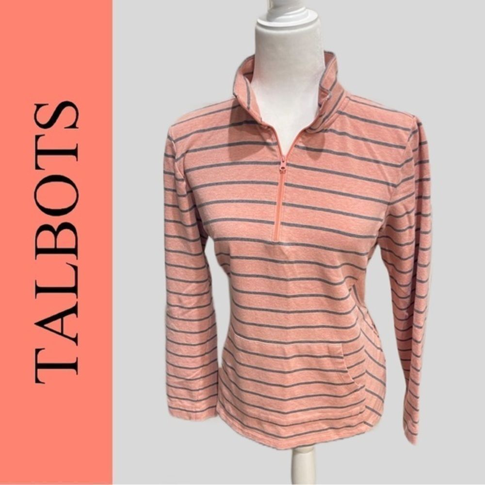 T by Talbots Women’s Striped Half Zip Sweatshirt - Size M